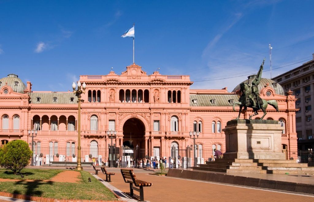 Prezidentský palác, Casa Rosada v Buenos Aires, hlavním městě Argentiny.