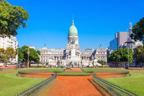 Impozantní budova Palacio del Congreso de la Nación Argentina je sídlem Národního kongresu Argentiny v Buenos Aires.