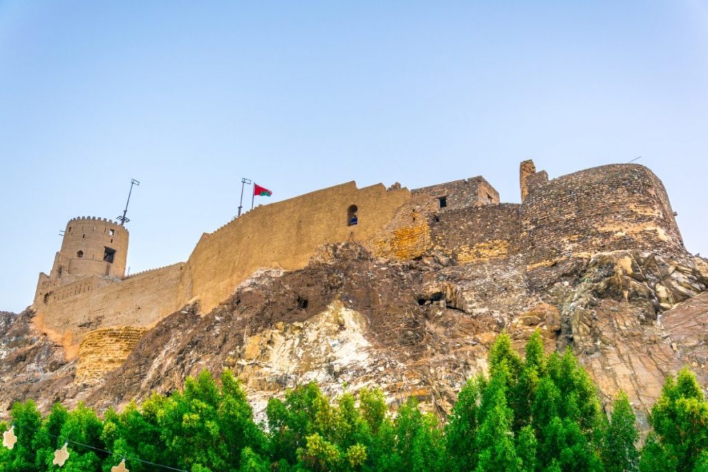 Pevnost ve čtvrti Mutrah, nejstarší městské části. Muscatu.