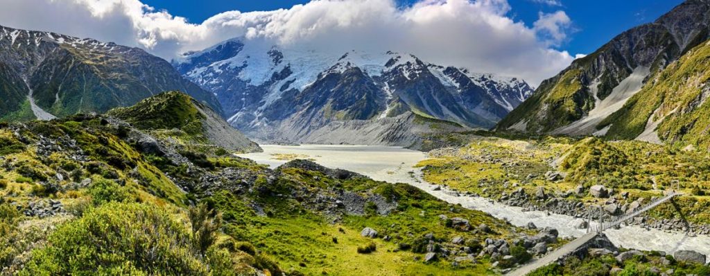 Výhled na údolí Hooker, národní park Mount Cook - Nový Zéland (Shutterstock 263561597)