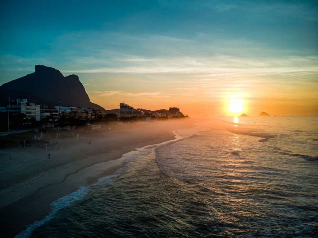 Východ Slunce Nad Pláží Rio De Janeiro Brazílie