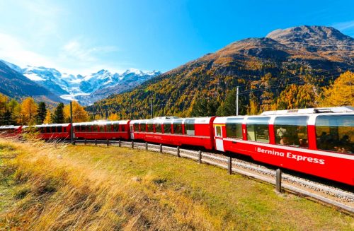 Cesta ikonickým červeným vlakem Bernina Express
