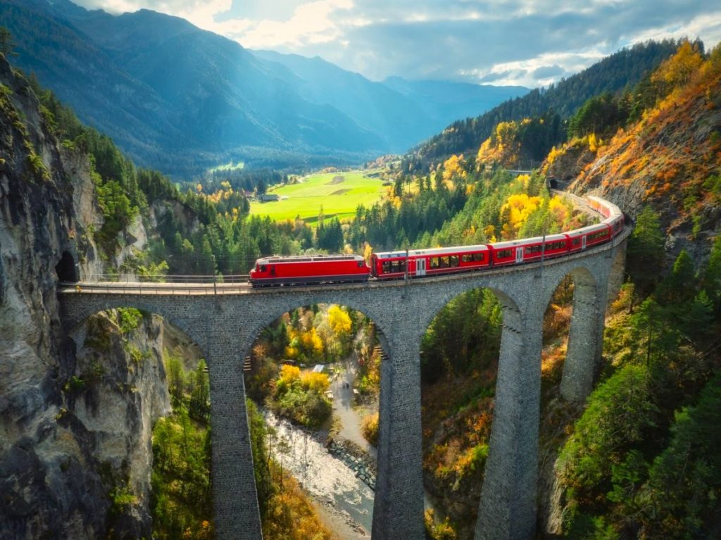 Landwasser Viaduct Albulská Linie Rhétských Drah Švýcarsko