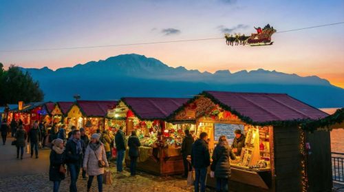 Když se nad třpytivou hladinou jezera v Montreux objeví letící Santa Claus, víte, že legendární vánoční trhy právě začínají kouzlit